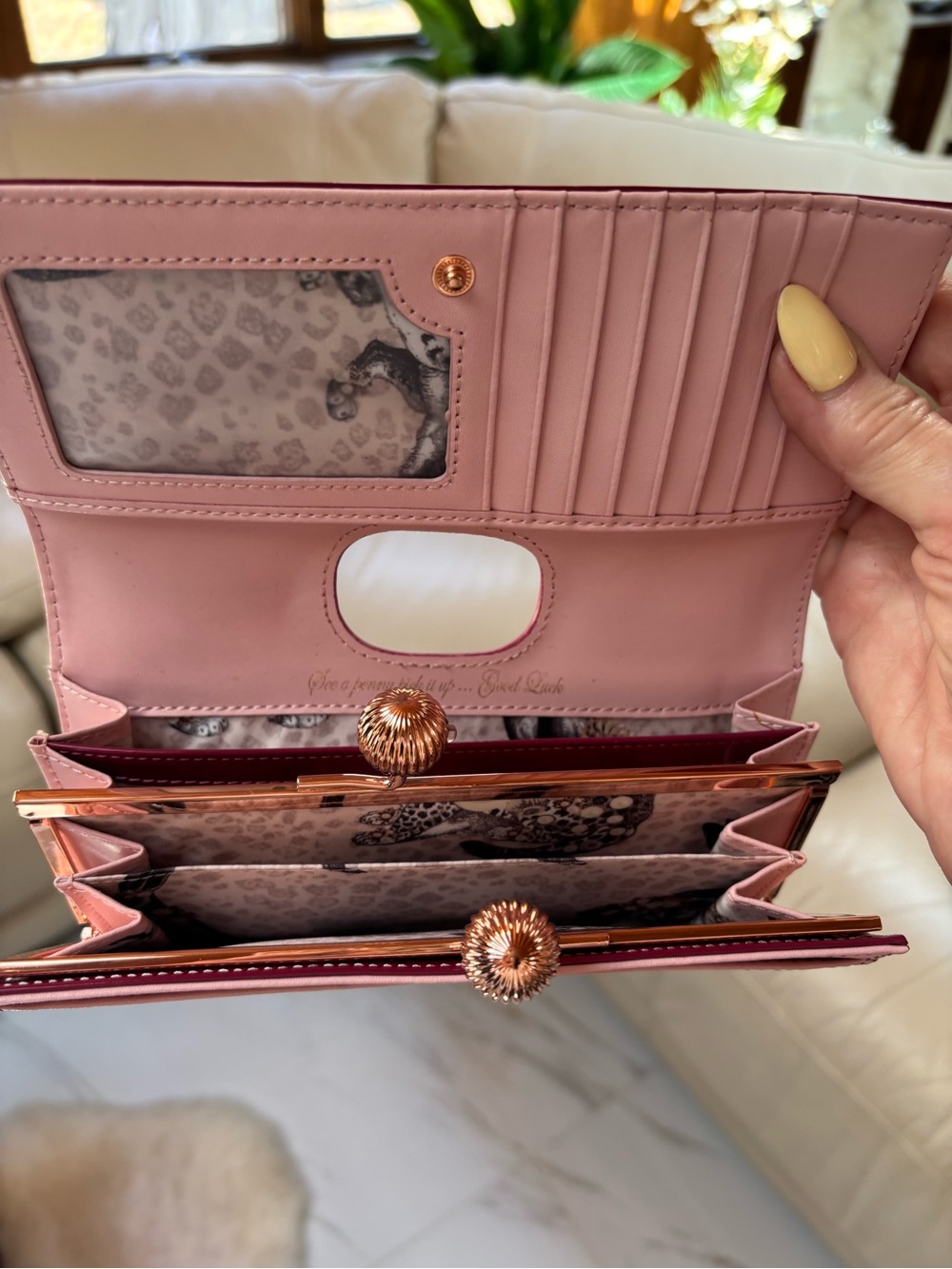 Ted Baker Berry Patent Wallet with Gold-Tone Clasp - Picture 2 of 2